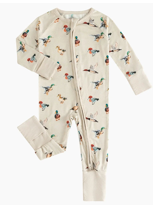 Long Sleeve Zippy Sleeper - Ducks